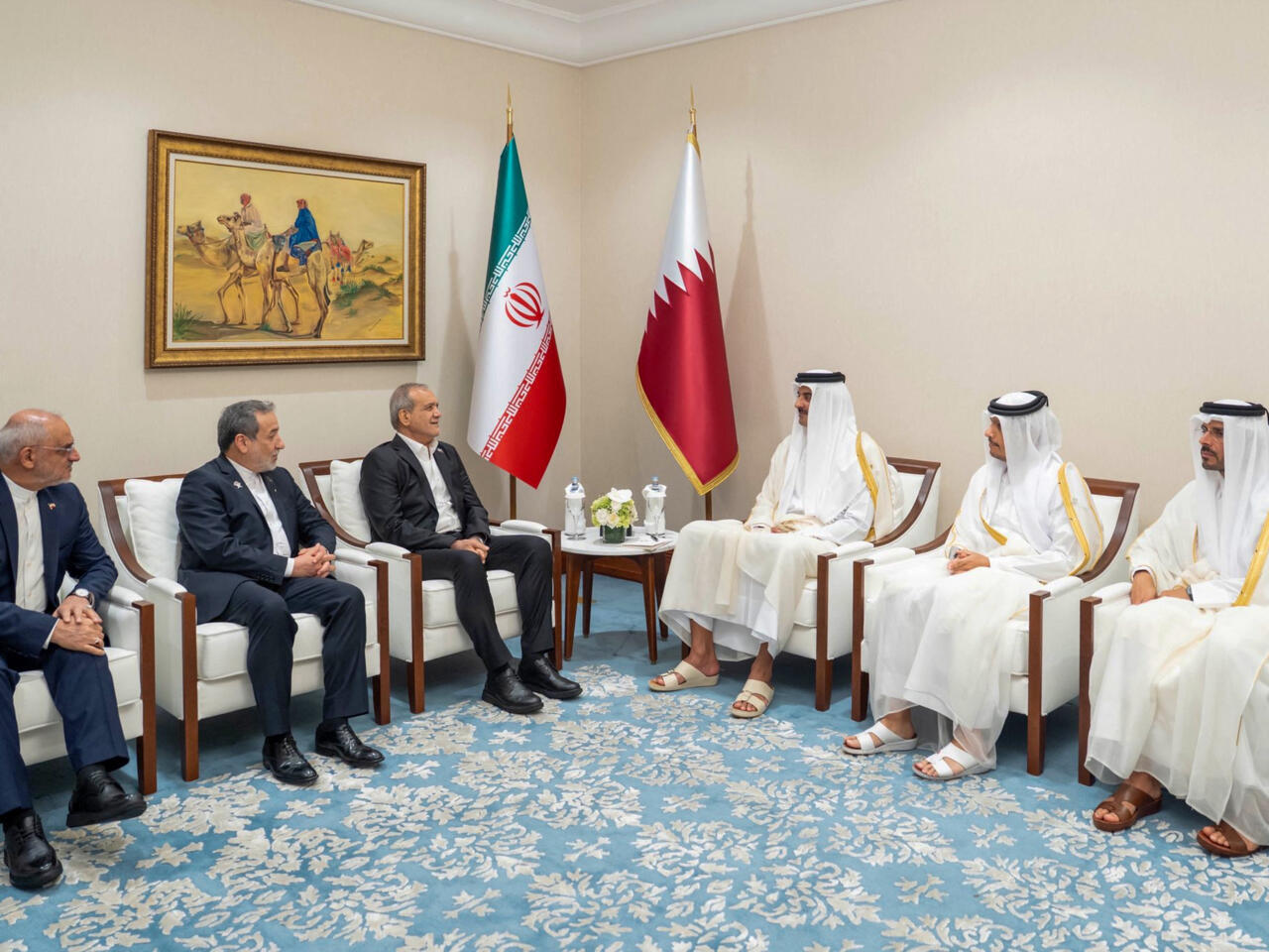 leaders handshake during diplomatic talks focused on de escalation efforts