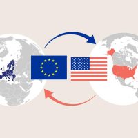 Map showing transatlantic alliance between United States and Europe