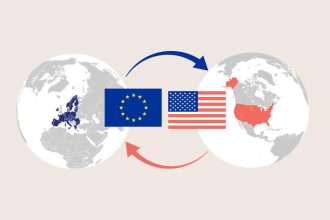 Map showing transatlantic alliance between United States and Europe