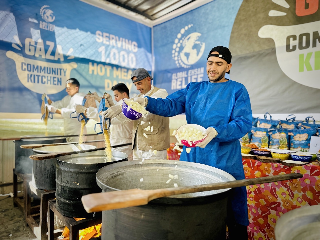 Community kitchen serving warm meals to Displaced Palestinians in Gaza