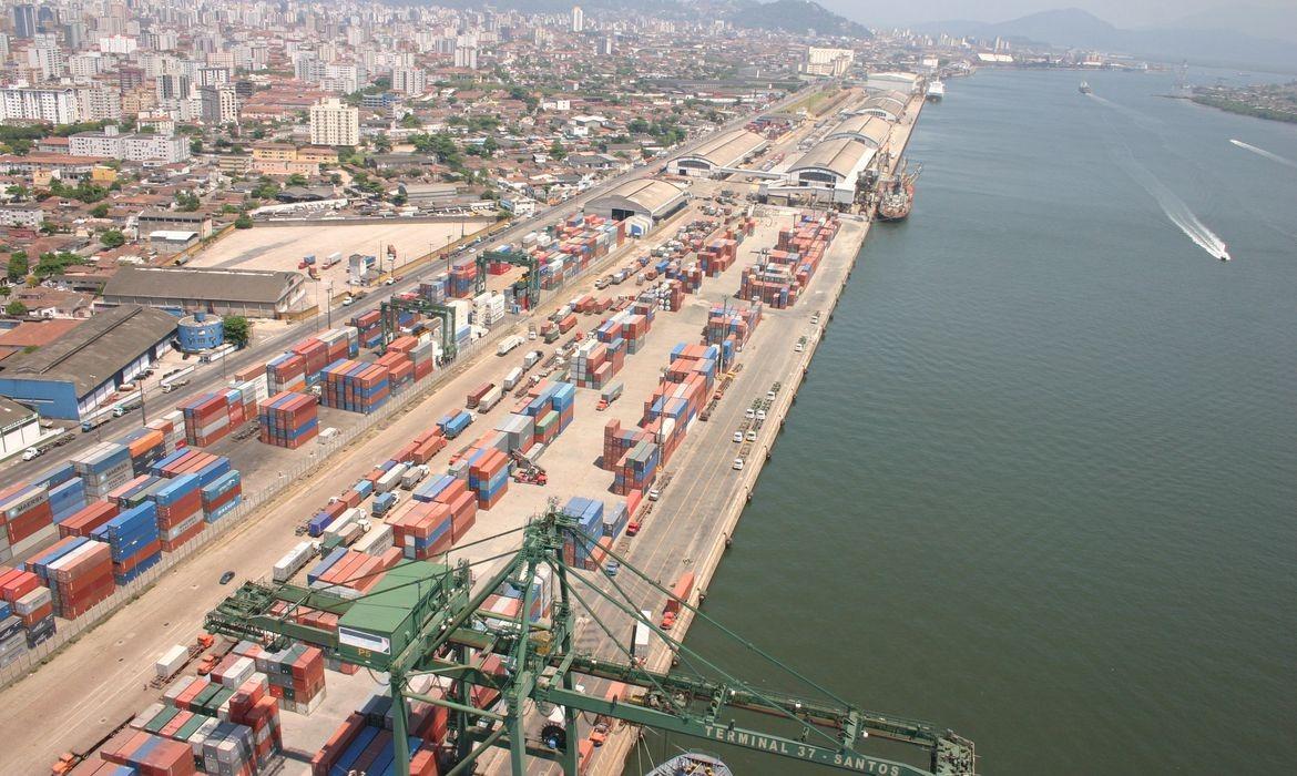 Cargo containers at the Port of Santos ready for export