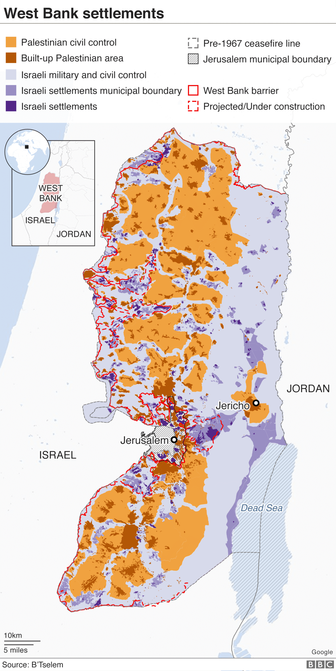 Palestinian territories map overview