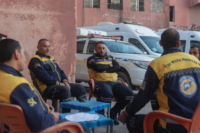 Emergency services respond following Drone attack Aleppo in city centre