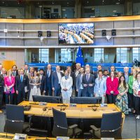 European Commission headquarters in Brussels during discussions on global tariff policy