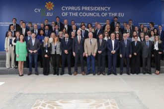 Regional leaders discussing EU budget 2028-2034 during CPMR Political Bureau meeting in Nicosia
