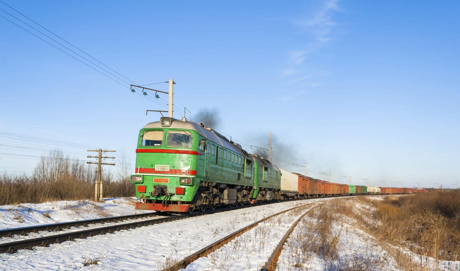 Russia railway locomotives operating on a freight rail network during 2026 amid transport infrastructure challenges.