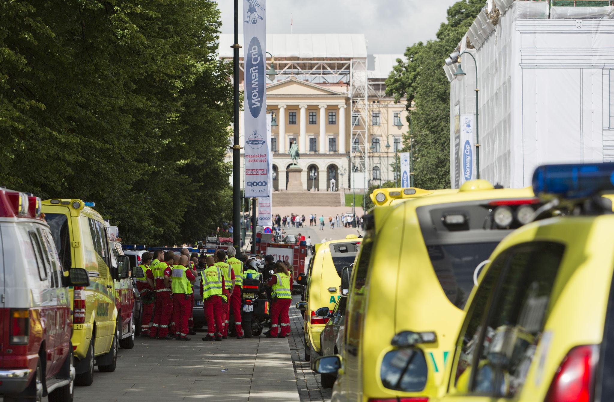 Emergency vehicles respond to Norway US embassy explosion in Oslo diplomatic district