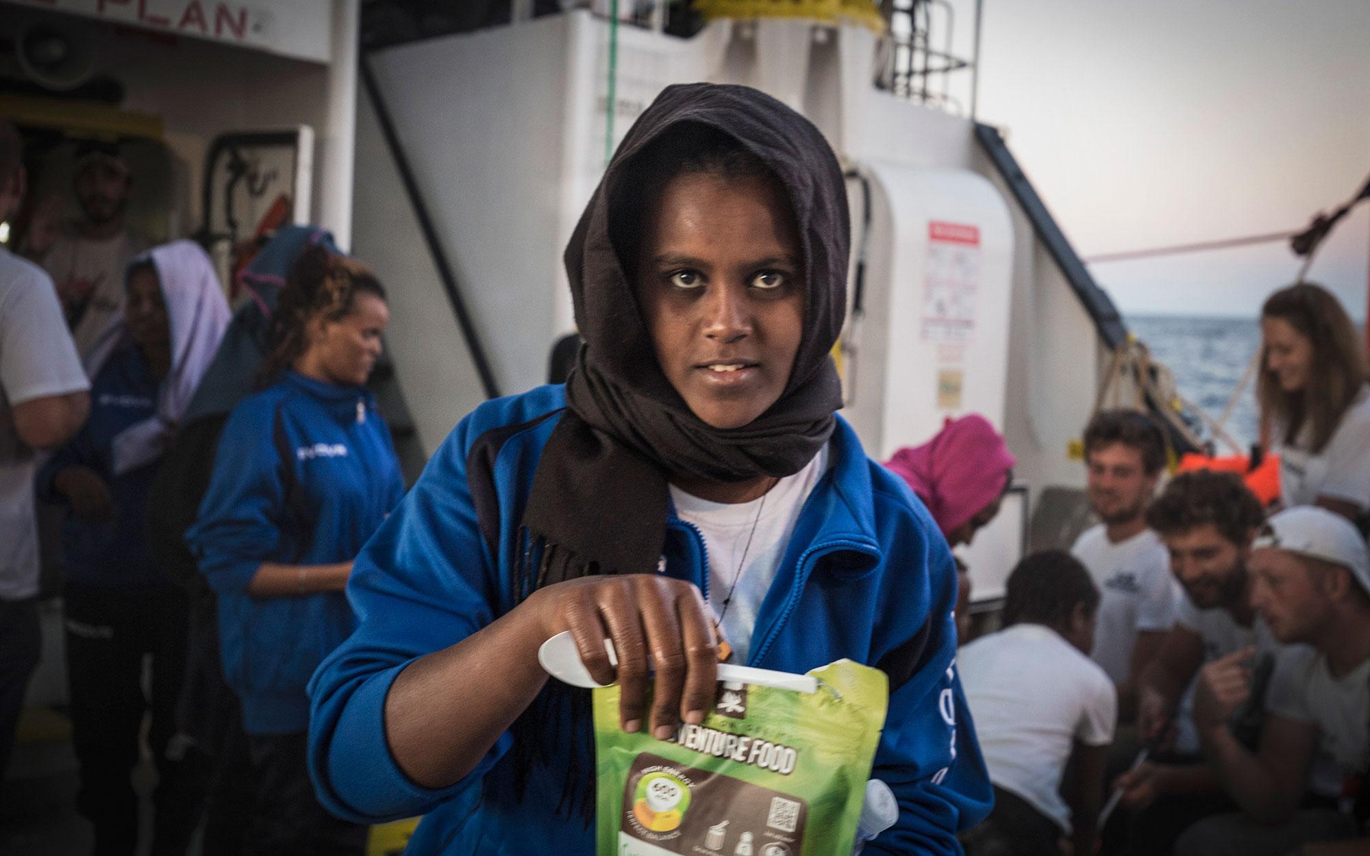 Humanitarian flotilla activists during Gaza aid mission in the Mediterranean