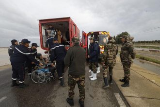Volunteers assisting families during Morocco disaster response operations