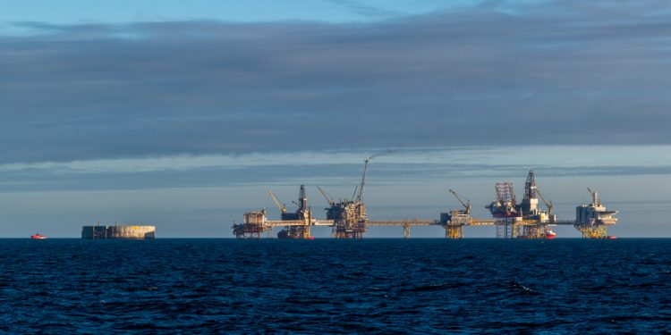 Oil rig platforms in the north sea.