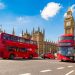 Big Ben, Westminster Bridge and red double decker bus in London, England, United Kingdom
