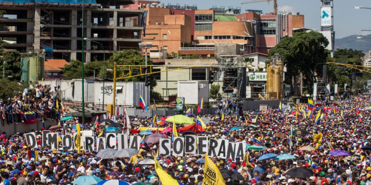 Demonstrators rally in support of EU's decision to recognize Venezuela's National Assembly President Juan Guaido as the nation Interim President.