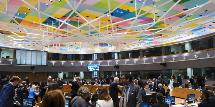 Brussels, Belgium. 17th May 2019. Meeting of EU economic and financial ministers at the European Council headquarters.