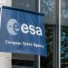 Brussels, Belgium - September 10, 2019: European Space Agency (esa) flag in front of Brussels offices in the European district.