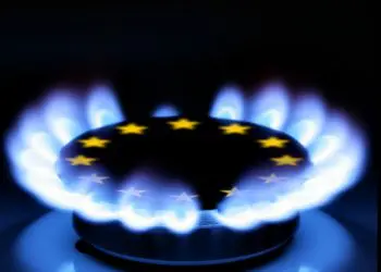 Gas,Flame,And,European,Union,Sign,On,The,Hob