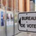 Chartres, France - March 15, 2020: Image of a guide to a polling place in France during the French municipal elections. French people were urged to vote in local elections amid coronavirus lockdown