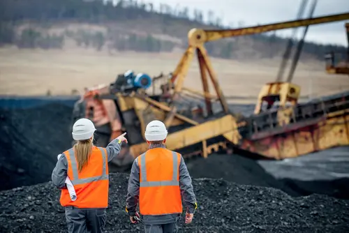Coal,Mine,Workers,In,An,Open,Pit