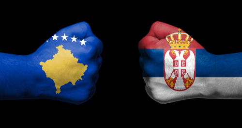 Concept,Of,Relations/conflict,Between,Serbia,And,Kosovo,Symbolized,By,Two