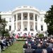 Washington DC, USA - September 15, 2020: A view of the South Lawn during the signing ceremony of the Abraham Accords between Israel, UAE and Bahrain at the White House in Washington, DC.