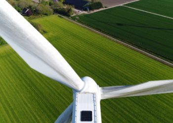 Aerial,Close,Up,Photo,Of,Wind,Turbine,Providing,Sustainable,Energy