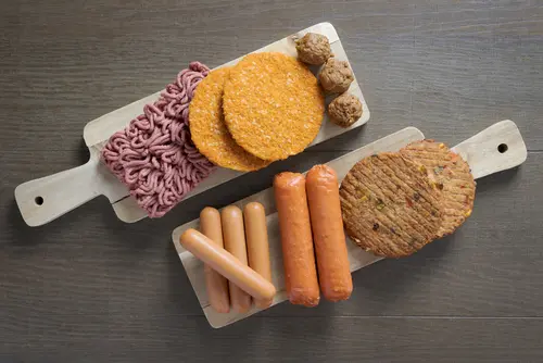 Flat,Lay,Of,Plant,Based,Vegetarian,Meat,Products,For,A