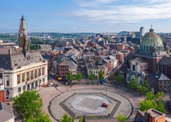 Panoramic,View,Over,The,Old,Town,Of,Charleroi,,Belgium