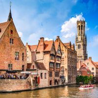 Bruges,,Belgium,-,7,August,2014:,Scenery,With,Water,Canal