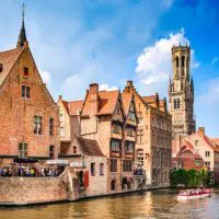 Bruges,,Belgium,-,7,August,2014:,Scenery,With,Water,Canal