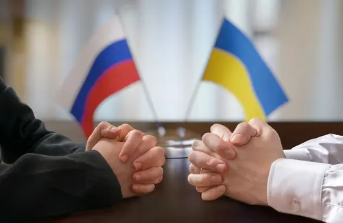 Negotiation,Between,Ruassia,And,Ukraine.,Diplomacy,Concept.