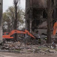 Borodyanka,,Ukraine,-,April,2022:,View,Of,Excavator,Working,On