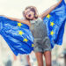 Cute,Happy,Young,Girl,With,The,Flag,Of,The,European
