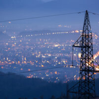 High,Power,Electricity,Poles,In,Urban,Area.,Energy,Supply,,Distribution