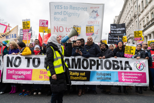 London,,Uk.,16th,Feb,,2019.,A,Muslim,Woman,Protester,Shouts