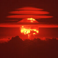 Mushroom cloud from the world's first hydrogen fusion blast.