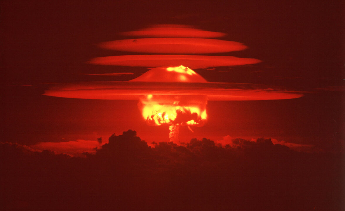 Mushroom cloud from the world's first hydrogen fusion blast.
