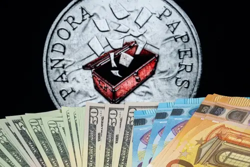 Money,And,Blurred,Pandora,Papers,Token,,Symbol,Of,Leaked,Documents