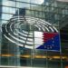 Qatargate - Qatar and european eunion flags in fron of the eu parliament in Brussels