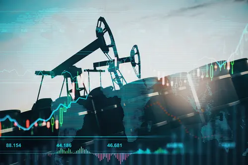 Oil,Pumping,Machinery,In,Operation,With,Barrels,And,Digital,Screen