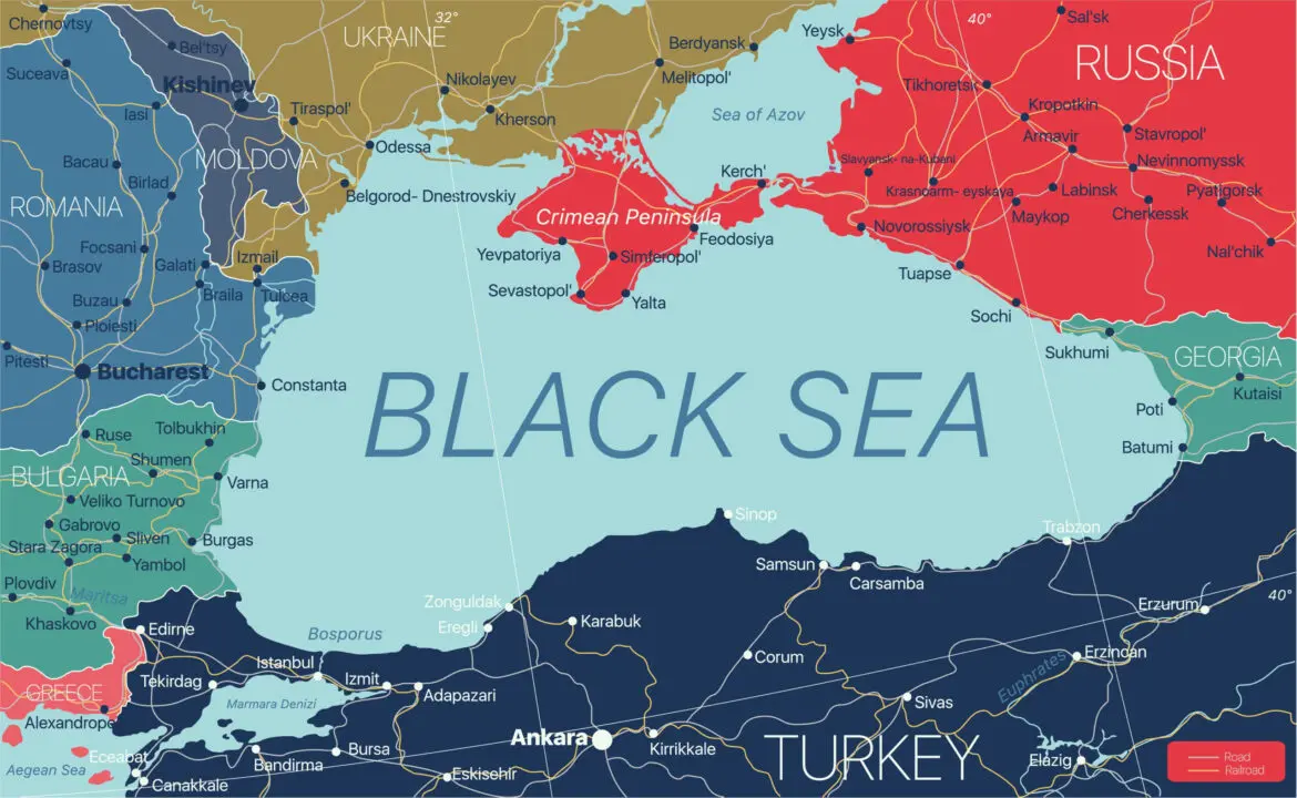 Black,Sea,Region,Detailed,Editable,Map,With,Regions,Cities,And