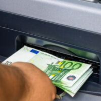 Depositor,Withdraws,Euro,From,Atm,Cash,Money,Machine.,Man,Hand