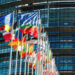 All EU members flags in front of the European Parliament in Strasbourg, France