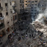 Satellite view of conflict zone after airstrikes