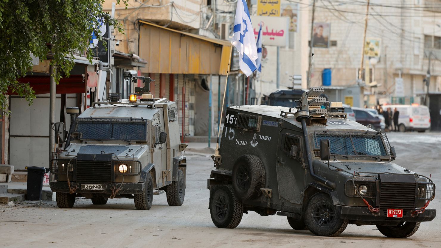 Israeli military vehicles during West Bank operations
