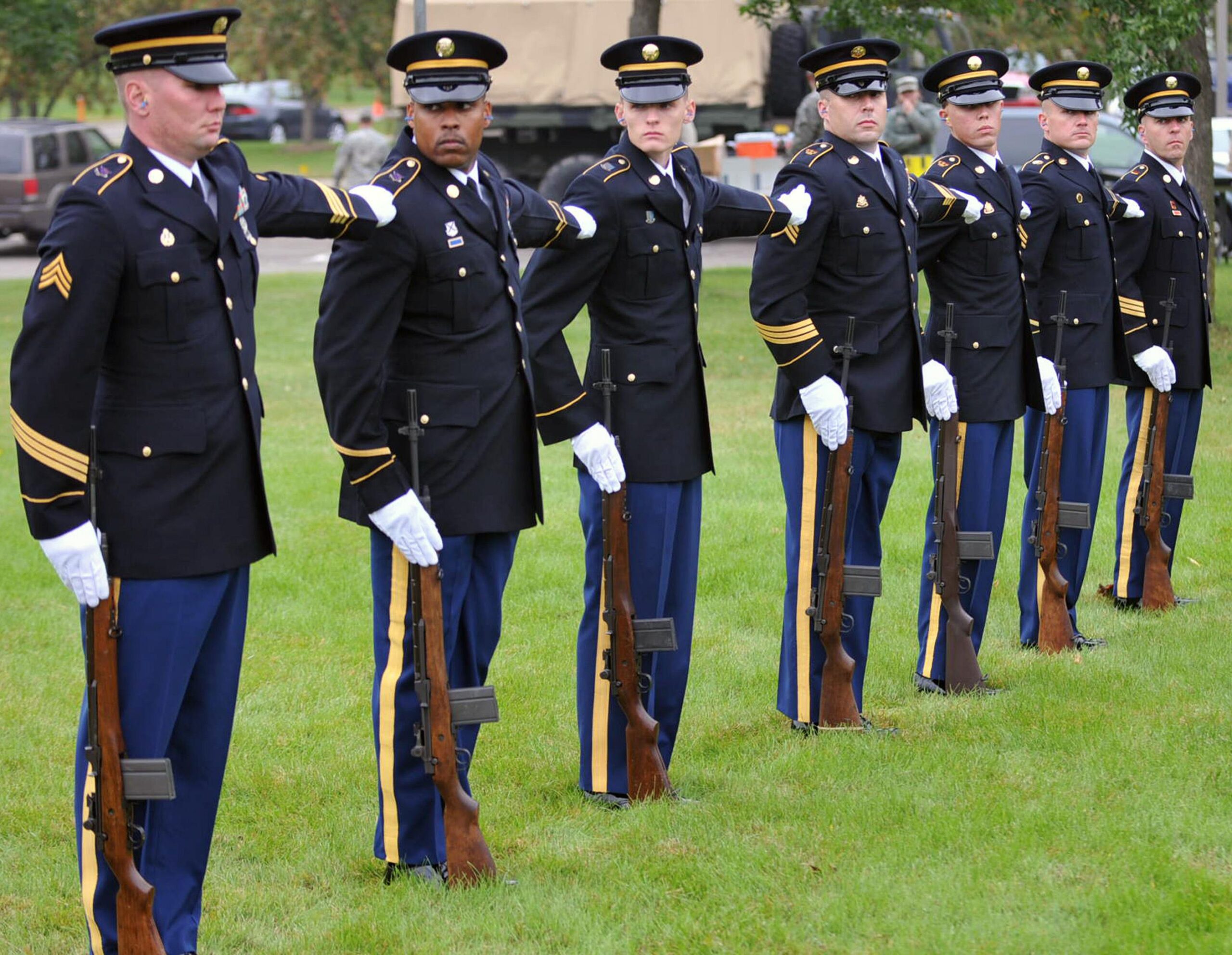 National Guard honor guard at military honors ceremony