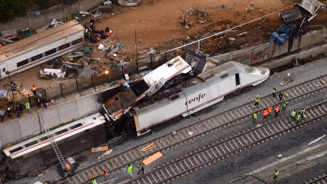 High-speed rail crash scene in Spain