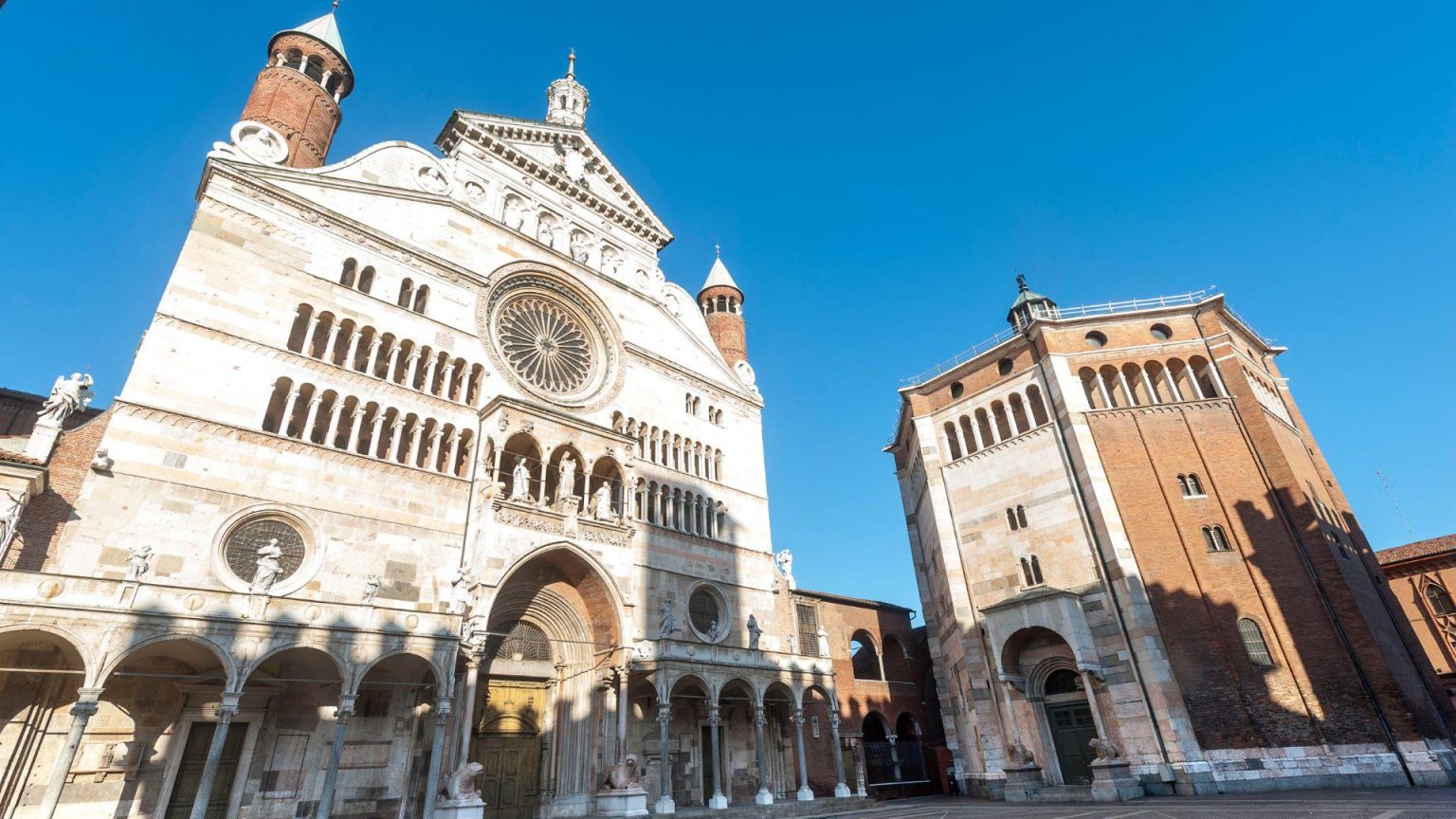 Cremona storm area showing Cremona Cathedral in northern Italy