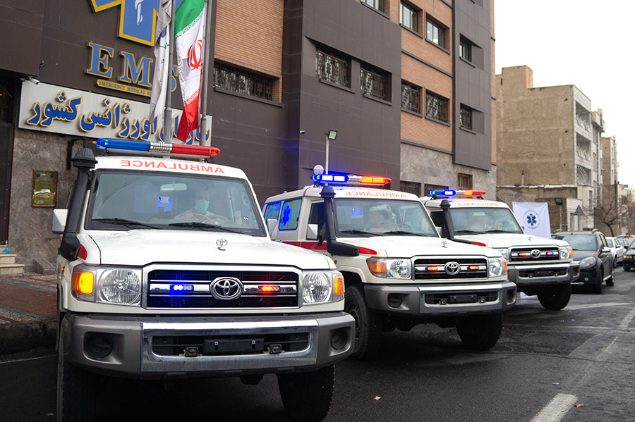 Tehran violence report ambulance and medical teams responding to injured victims
