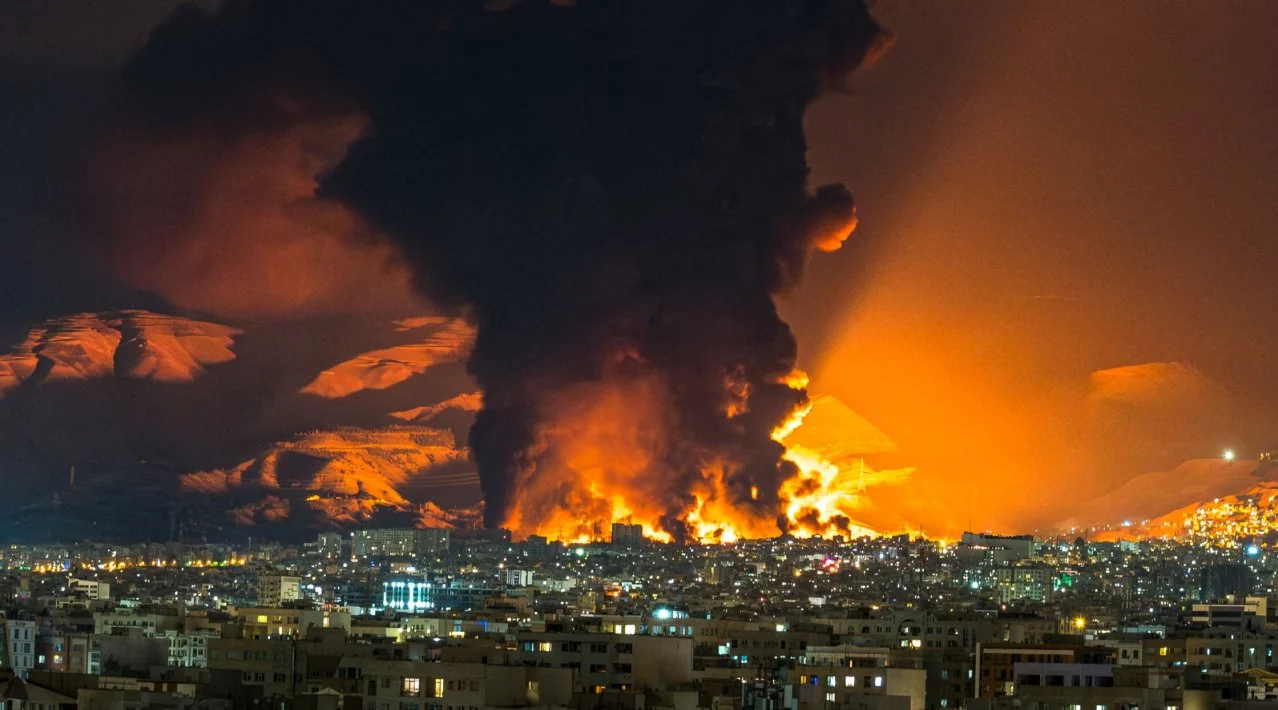 Israel military strikes Lebanon causing visible airstrike damage in urban area