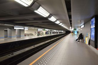 Brussels Metro anniversary – modern interior of Arts-Loi station