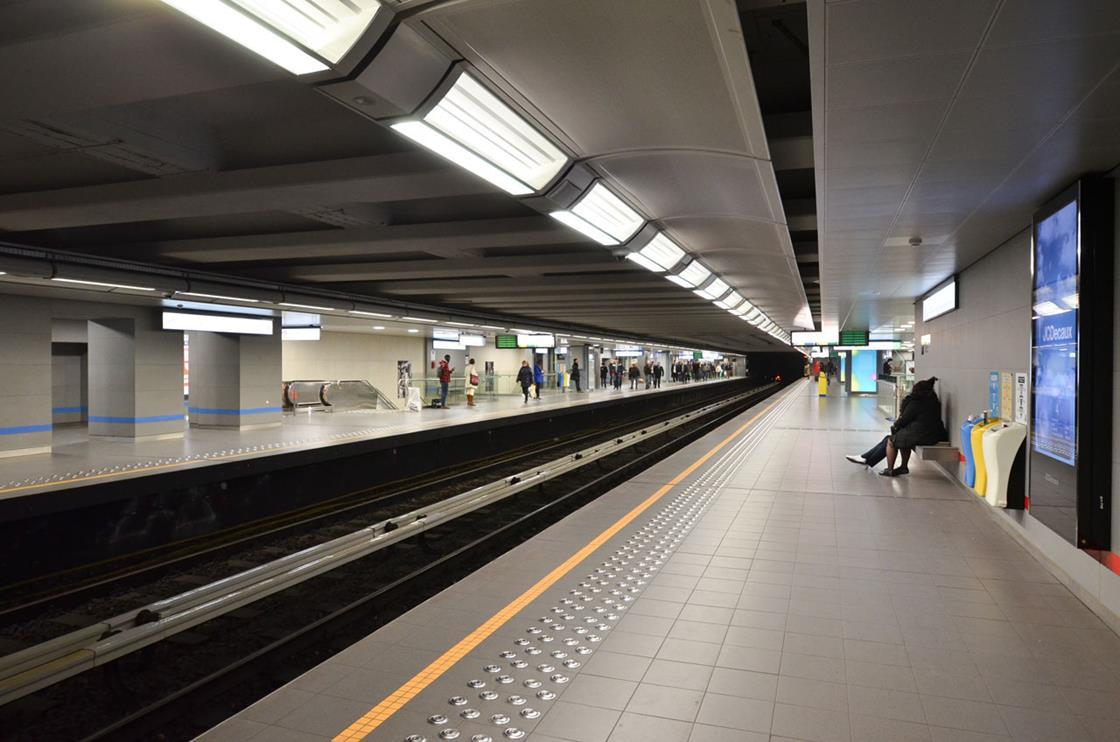 Brussels Metro anniversary – modern interior of Arts-Loi station